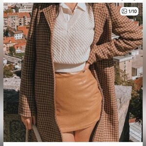 Abercrombie & Fitch Vegan Leather Mini Skirt Skort in Tan/Light Brown Size M